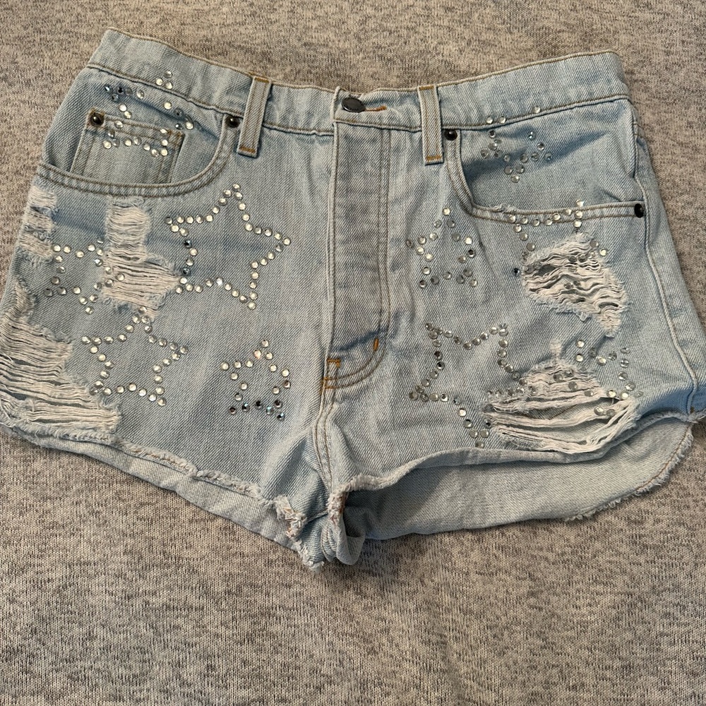 LF Carmar Denim Rhinestone Shorts